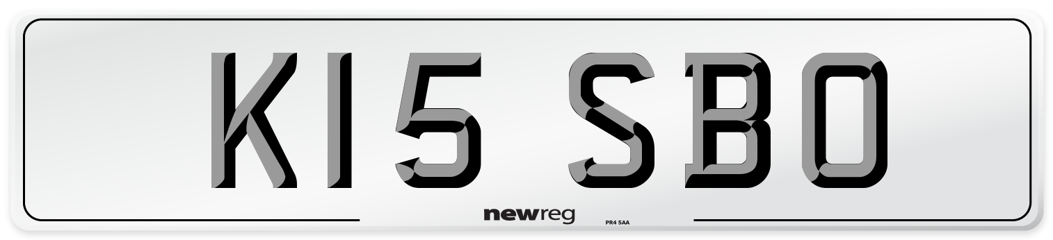 K15 SBO Number Plate from New Reg